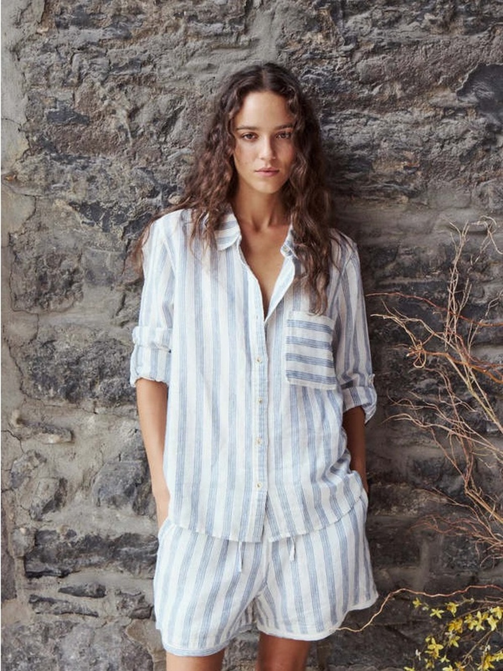 Melissa Nepton Myriam linen striped short